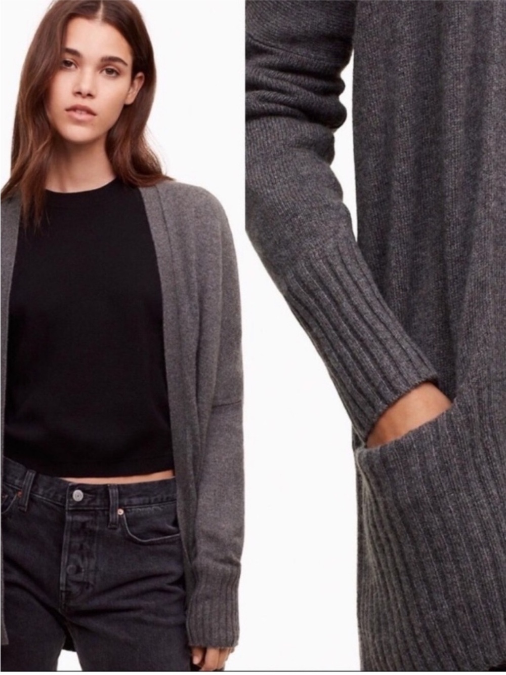 Aritzia Babaton Azure Skies
Cardigan Size S Long Open-Front Gray